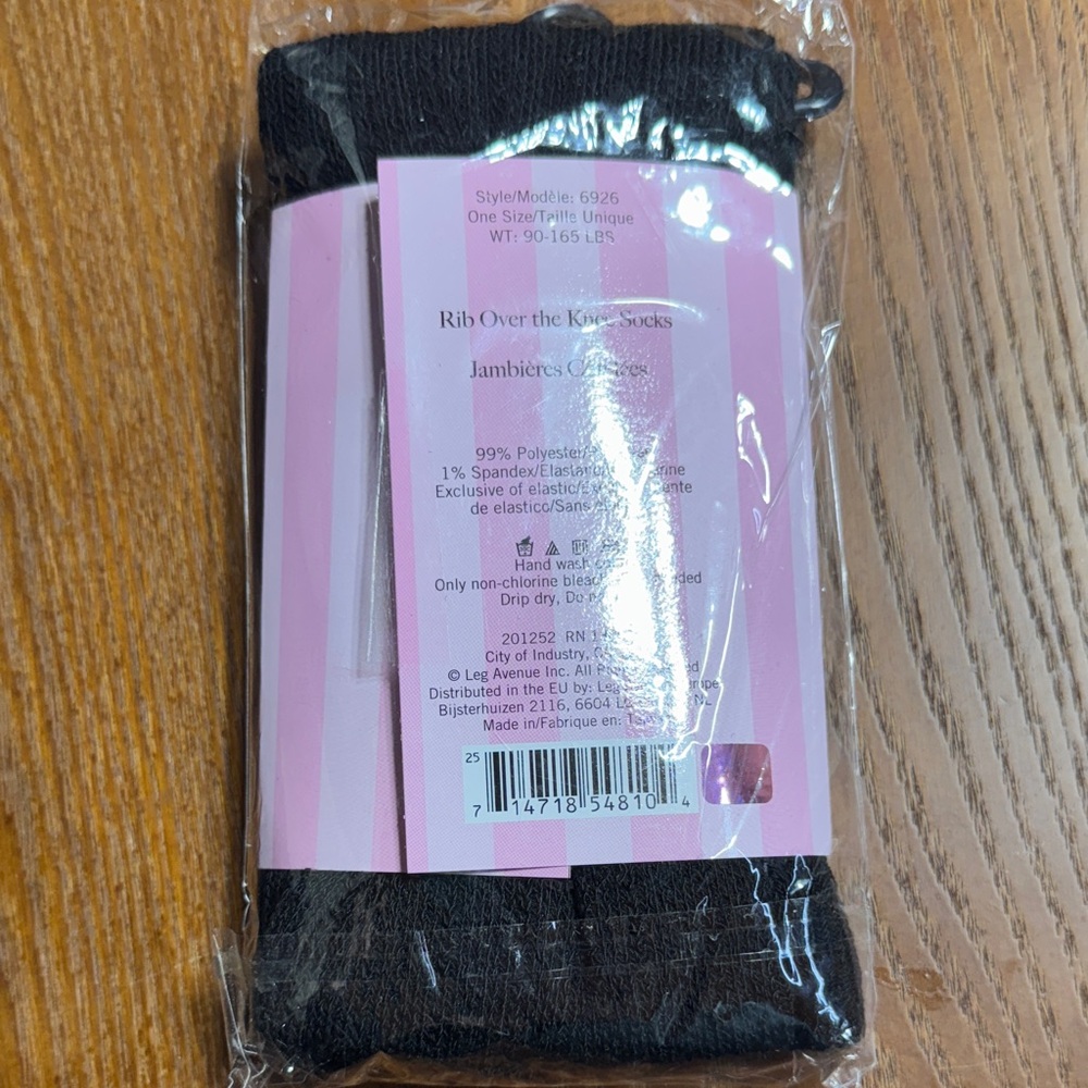 Leg Avenue Black Ribbed Thigh High Socks - Picture 5 of 5